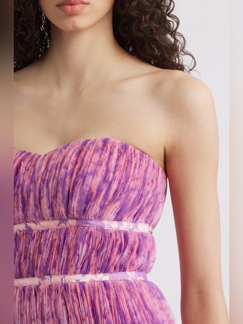 Hutch Print Plisse Layered Ruffle Strapless Maxi Dress Size 12 B3052 - Picture 5 of 8